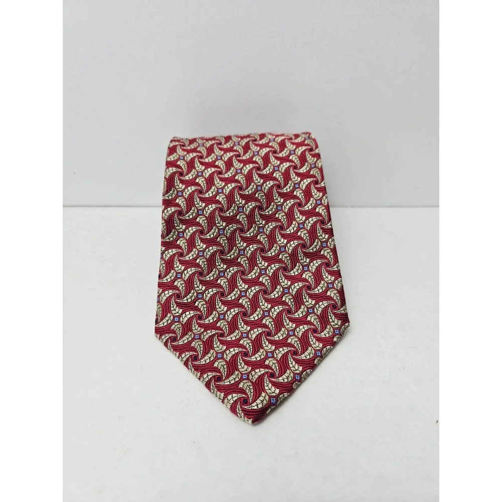 Hickey Freeman‎ Men's Tie red gold pattern luxury tie %100 silk